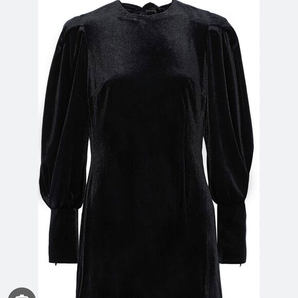 Rebecca Minkoff Black Gwen Velvet Long Sleeve Mini Dress Size 6 NWT - Picture 3 of 16